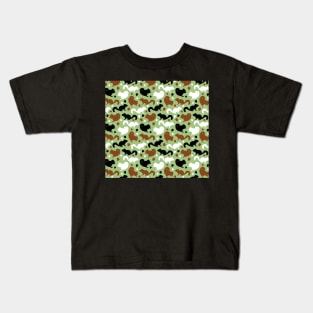 Squirrels Pattern in Green Red Squirrels Black Squirrel Repeating Patterns Kids T-Shirt